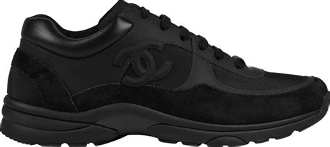 mens chanel all black sneakers|black chanel tennis shoes.